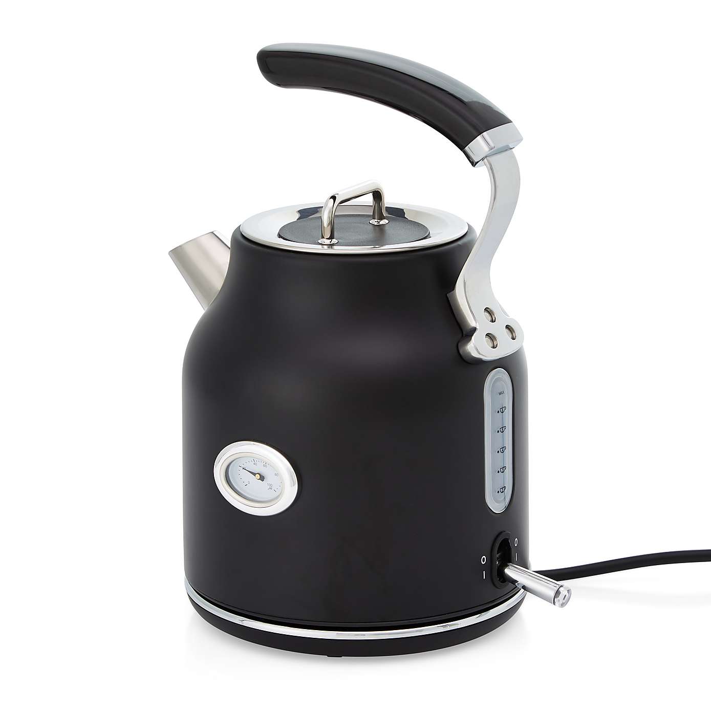 Dunelm Retro Style Cordless Electric Kettle 3kW 1.7L Matt Black B+
